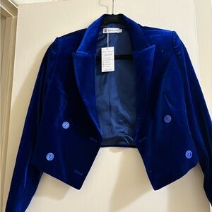 NWT Atelier de LaHang Blue Velvet Blazer